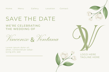 Wedding VV Monogram logo Template