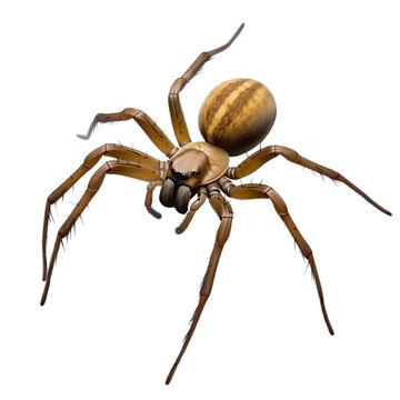 Brown widow spider on transparent background