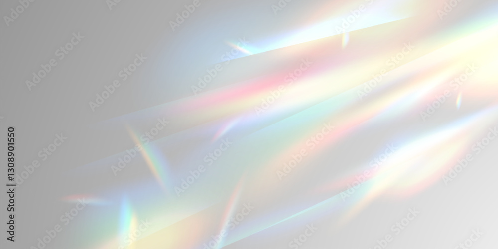 Wall mural light effect and zigzag ribbon falling from above on a beam of light, tinsel vector