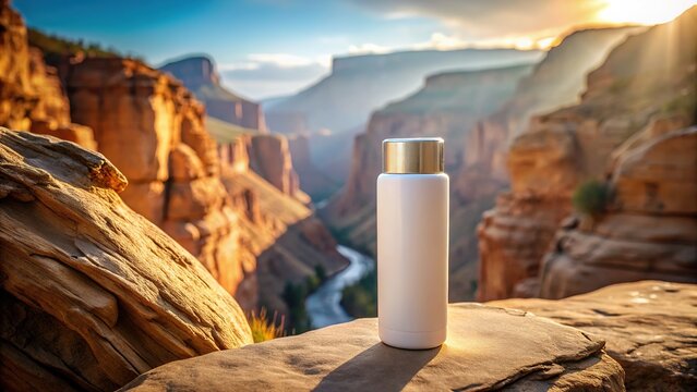 Empty canyon, echoing mockup.  Simple, sleek style.