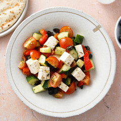 Traditional Green salad with feta cheese