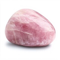 Polished Rose Quartz Stone, Smooth Pink Mineral Specimen Isolated on White