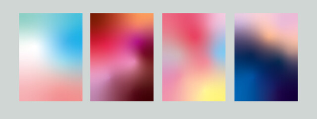 Naklejka premium Delicate pink, blue, yellow and orange vibrant gradient backgrounds – fashion & digital design