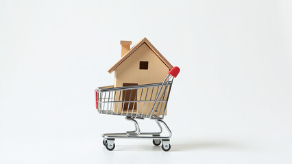 white backgroundting small house supermarket cart simple diy project minimal white backgroundting skills