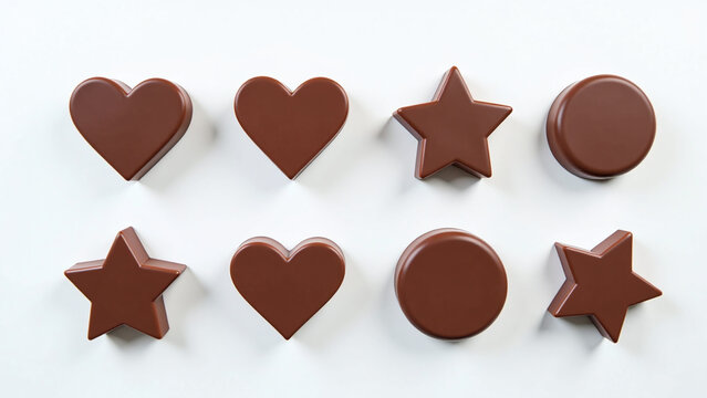 white backgroundting set chocolate pieces desired shapes