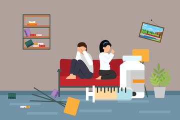 Drug Addiction and Mental Health Crisis 2d flat vector illustrations