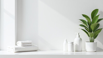 Fototapeta premium white backgroundting spa wellness accessories reduces clutter organization issues home space quickly efficiently every