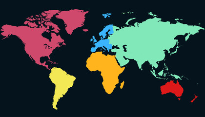 World map. Color modern vector map. Silhouette map