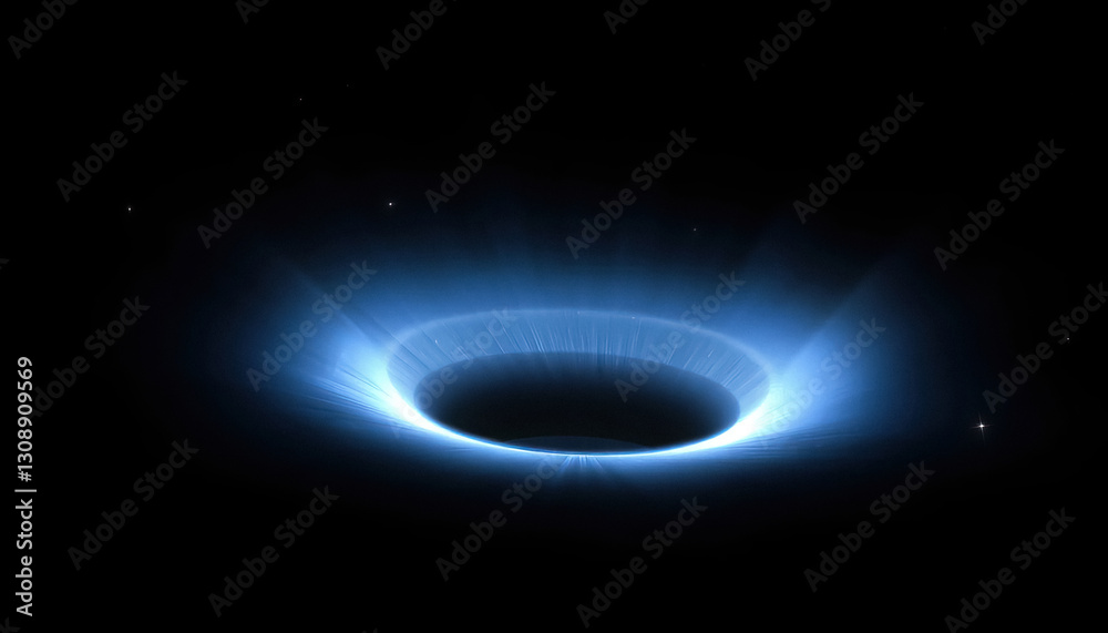 Poster Celestial Maw: dark void amidst glowing accretion disk hinting unseen gravitational pull within