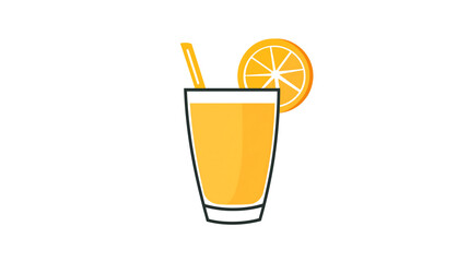 Fresh Orange Juice Drink in Glass with Straw Citrus Refreshing Healthy Beverage Summer Hydration Flavor