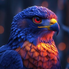 Fototapeta premium A close-up shot of a bird of prey's face, with sharp eyes and feathers