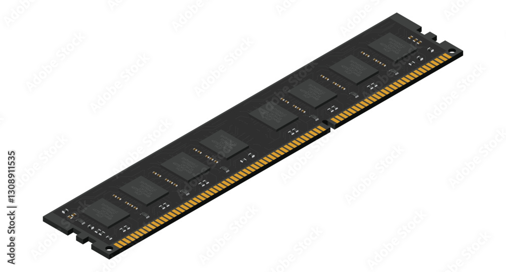 Leinwandbilder Isometric random access memory. RAM memory realistic 3d isometric. Computer hardware components. Vector illustration