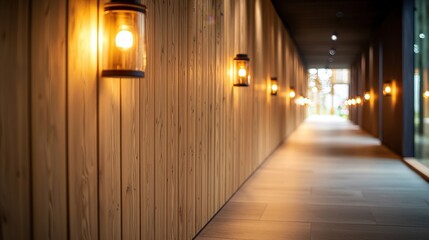 Fototapeta premium Illuminated Wooden Corridor.