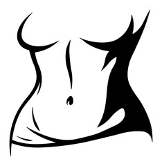 black silhouette of a woman's waist without background