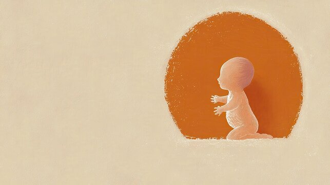 Illustration of embryonic development stages, showcasing progression from zygote to fetus, with a smooth gradient background.