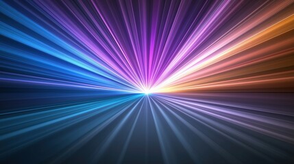 Fototapeta premium Abstract radial light burst in multicolor spectrum with deep perspective. speed and futuristic concept