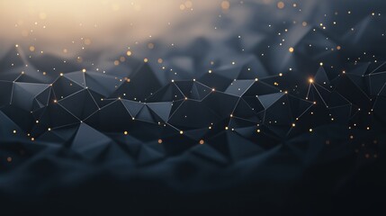 A black and gold background with a lot of triangles and dots