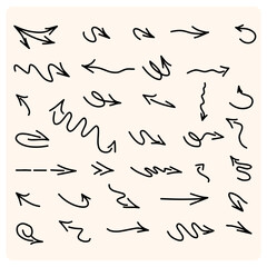 Set of Hand drawn vector arrows doodle on white background. design element vector illustration