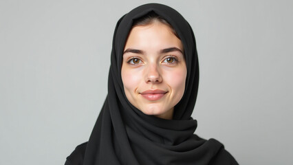 Naklejka premium young woman hijab photographed parts removed