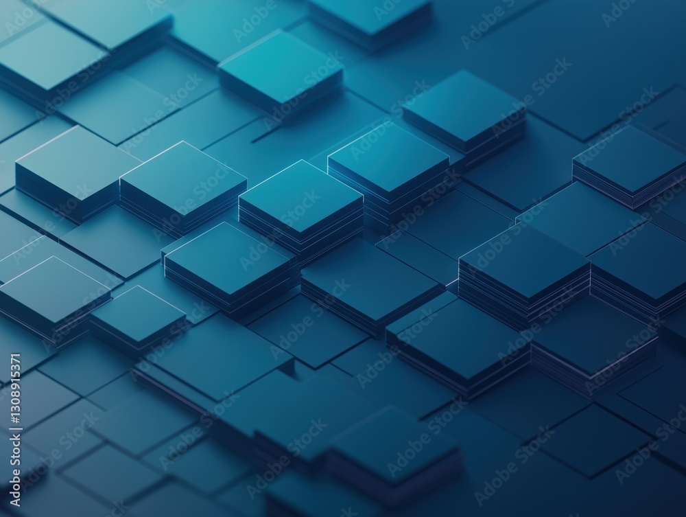 Sticker a blue background with many squares of different sizes