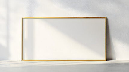 Gold Frame on White Wall - Empty Display