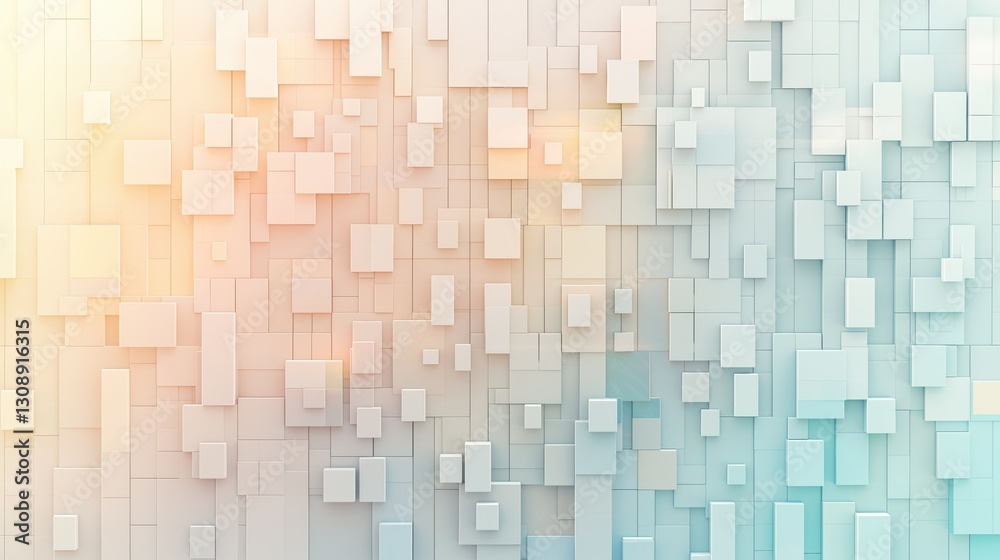 Sticker a white background with many squares of different sizes