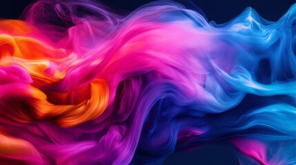 Obraz premium Vibrant abstract art with swirling color streams of orange, pink, and blue. The dynamic flow creates a mesmerizing and energetic visual experience.