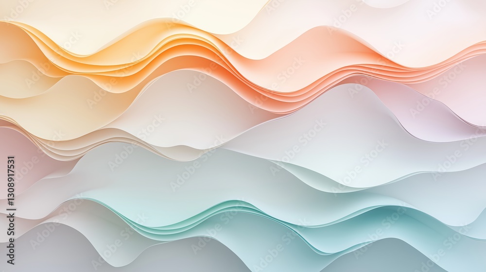 Poster a colorful wave pattern with a blue and green stripe