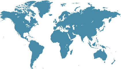 World map. Blue modern vector map. Silhouette map.