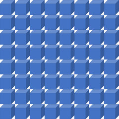 Blue tone cube 3D seamless repeat pattern, replete image design for fabric printing or wallpaper, blue abstract wall, checkerboard boxes