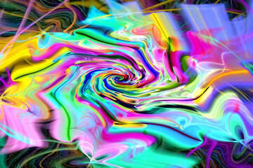 Fototapeta premium Abstract background. Fractal picture. Rainbow portal. Background with light effects. Futuristic and mystical look, Sacred geometry