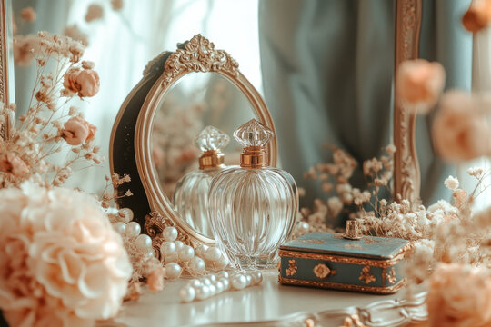 A vintage-inspired dressing table