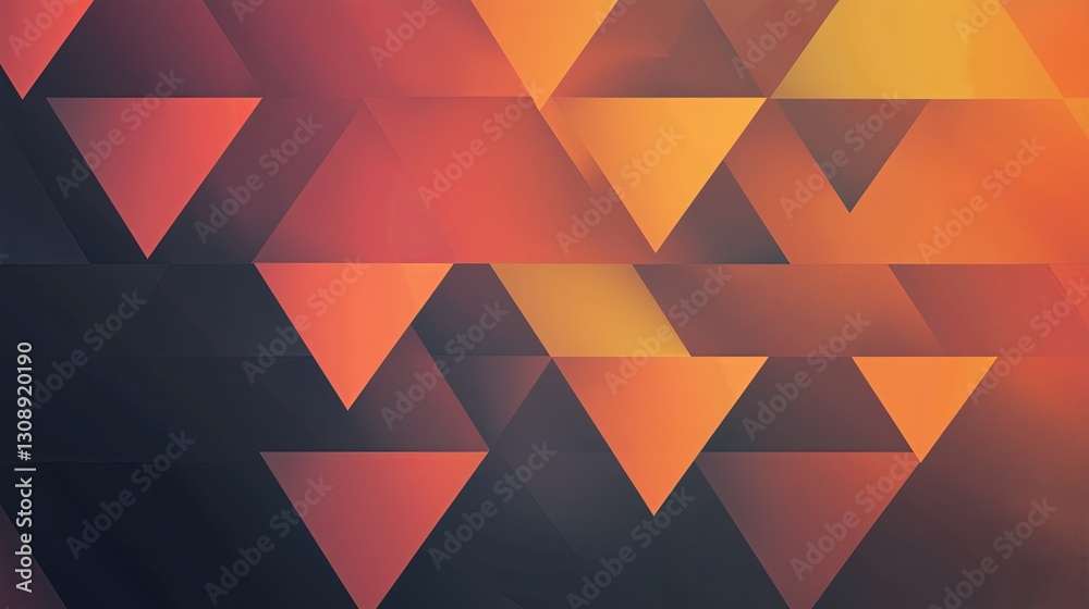 Poster Minimalist overlapping triangles in gradient sunset hues