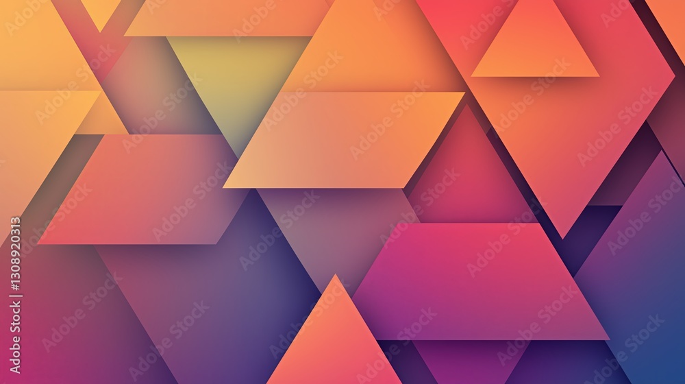 Poster minimalist overlapping triangles in gradient sunset hues