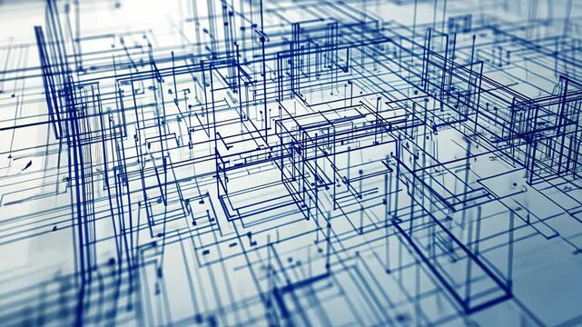 Architectural blueprint animation concept for innovation and technology design