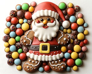 Obraz premium Festive Santa Gingerbread Cookie Amidst Candies