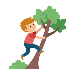 A boy standing on a tree isolated on transparent background