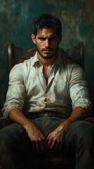 Obraz premium A person sitting in a chair, possibly waiting or contemplating