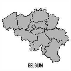Belgium map in grey style isolated on white background. Vector illustration
