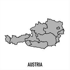Austria map in grey style isolated on white background. Vector illustration