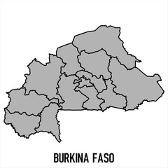 Obraz premium Burkina Faso map in grey style isolated on white background. Vector illustration