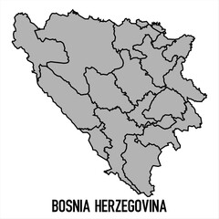 Obraz premium Bosnia Herzegovina map in grey style isolated on white background. Vector illustration