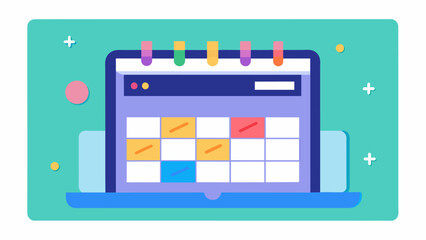 Using a digital planner or calendar to keep track of assignment due dates and schedules.. Vector illustration