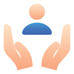 Gradient color icon, illustration for People, hand, care.