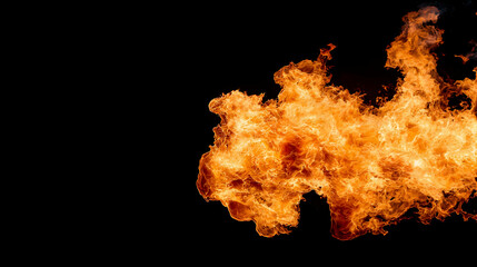 Dynamic Orange Fireball Against Black Background Illustrating Energy and Heat
