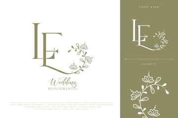 LE, EL, Wedding Logo Monogram, Stylish Wedding Couple Logo