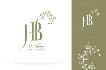 HB, BH, Wedding Logo Monogram, Stylish Wedding Couple Logo