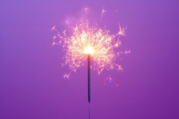 Sparkles glimmering and flaming on a purple backdrop. Generative Ai