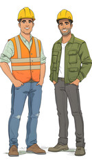 Two people wearing construction safety
