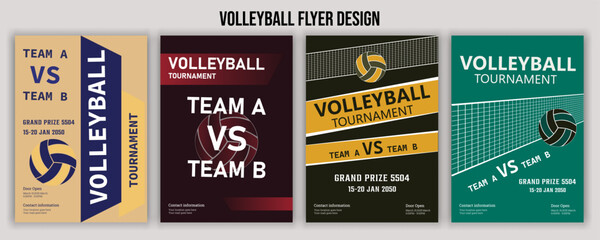 Volleyball Tournament Flyer Template  Championship Sports Event Poster Design Editable EPS for Game Night and Athletic Club Promotion  Perfect for Stock Market Uploads and Easy Customization.